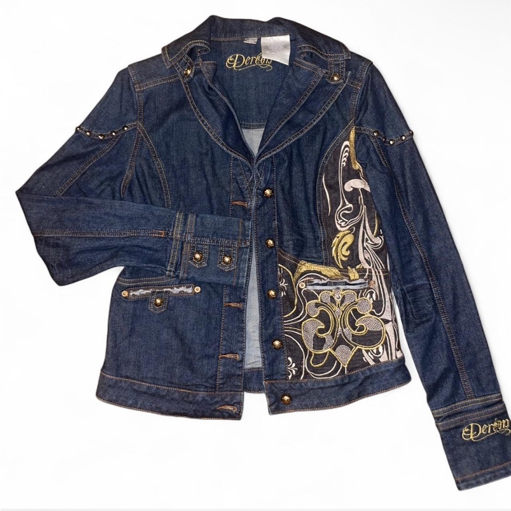Dereon Blue Jean Jacket with Gold Accents